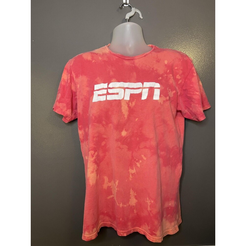 ESPN Shirt Mens Medium Pink Tie Dye Logo Graphic Tee Comfort Colors Sports